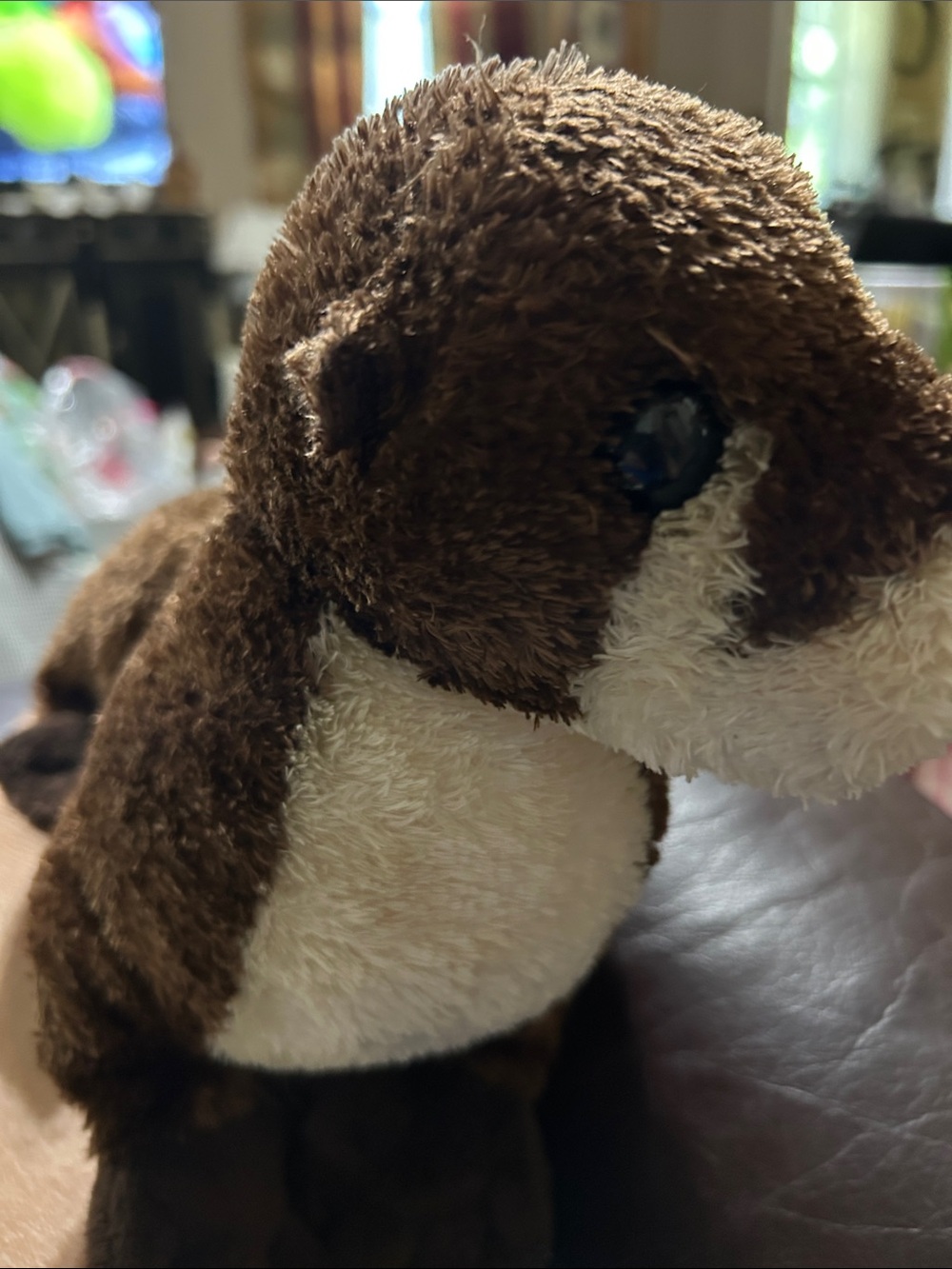 Aurora  Stuffed  Animal Otter Toy in Brown and Cream  EUC